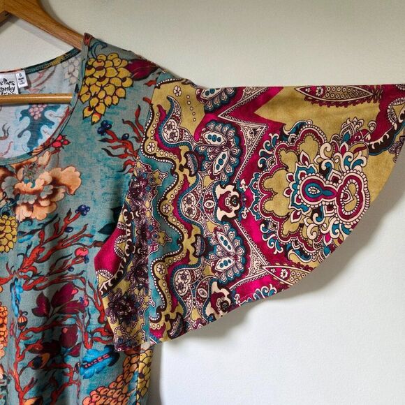 NEVER WORN PARSLEY & SAGE BOHO FLORAL FLUTTER SLEEVES TOP SIZE SMALL - Picture 8 of 15